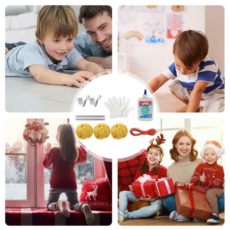 Lentera tali kreatif DIY, mainan lentera bundar Bintang Hati kerajinan tangan dengan bola lampu LED warna-warni Natal