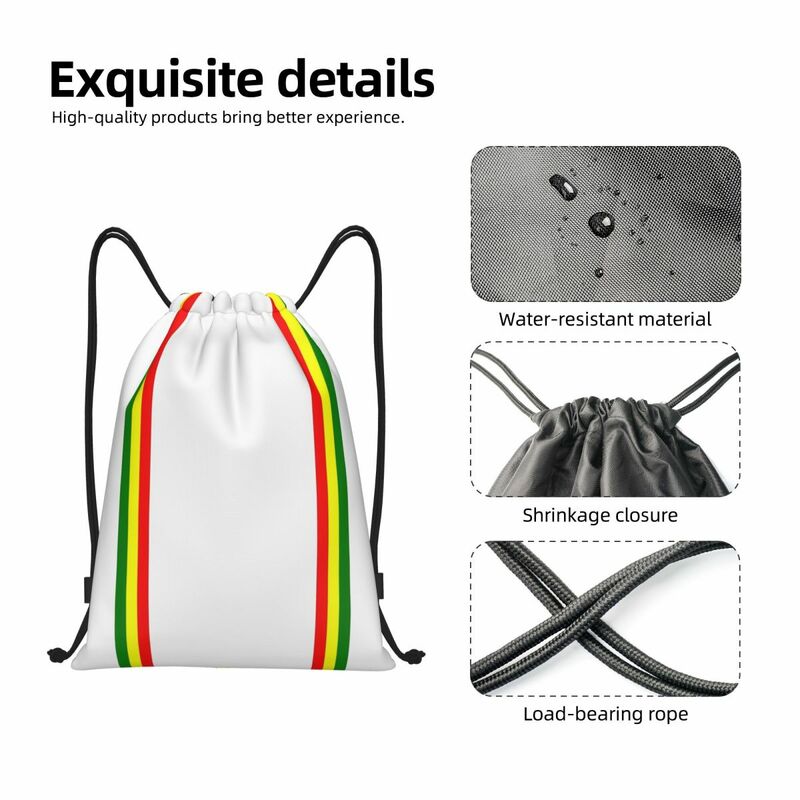 Rasta Stripe Rasta Color Drawstring Backpack Sports Gym Bag for Men Women Jamaican Shopping Sackpack