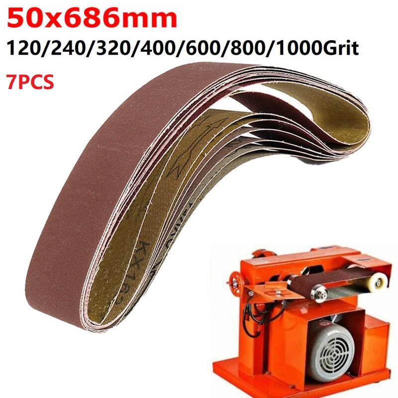7PCS Sanding Belt Sander 50x686mm Sanding Abrasive Tools Sandpaper For Metal Wood Grinding Polishing 120-1000 Grit