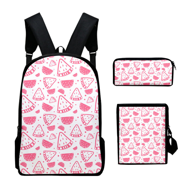 Classic Funny fruit 3D Print 3pcs/Set pupil School Bags Laptop Daypack Backpack Inclined shoulder bag Pencil Case