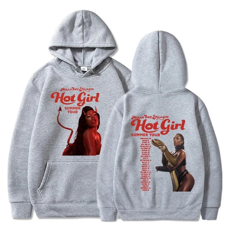 Rapper Megan Thee Stallion Hot Girl Summer 2024 Tour Hoodies Men Women Hip Hop Vintage Hooded Sweatshirt Casual Oversized Hoodie