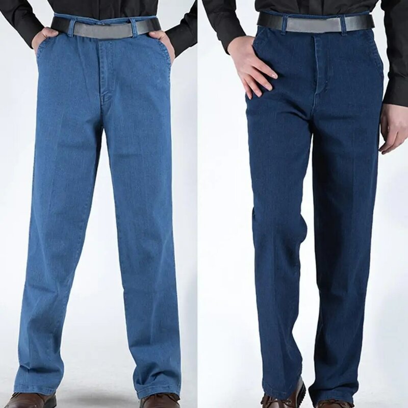 Pantalones vaqueros ajustados elásticos para hombre, pantalones largos de mezclilla, ropa de negocios, otoño y primavera
