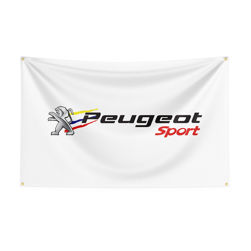 Bandera de Peugeot para decoración, cartel de poliéster impreso de coche de carreras, 90x150cm
