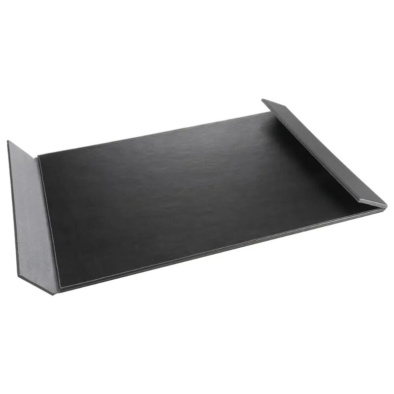 5240-BG Leatherette Desk Pad with Fold-out Gray Side Rails for Professionals, 24-In. x 19-In., Black