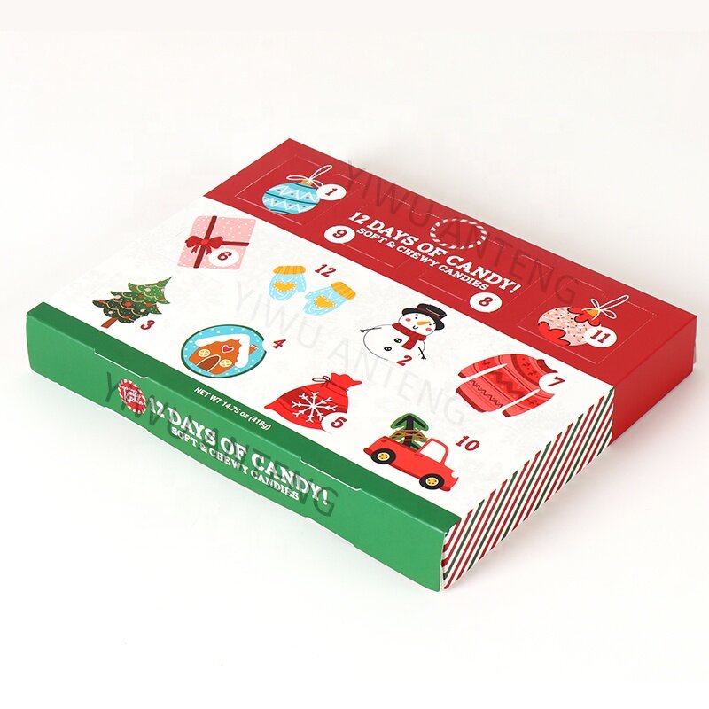 Customized productCustom Design 12 days of Candy Packaging advent calendar cardboard Folding boxes