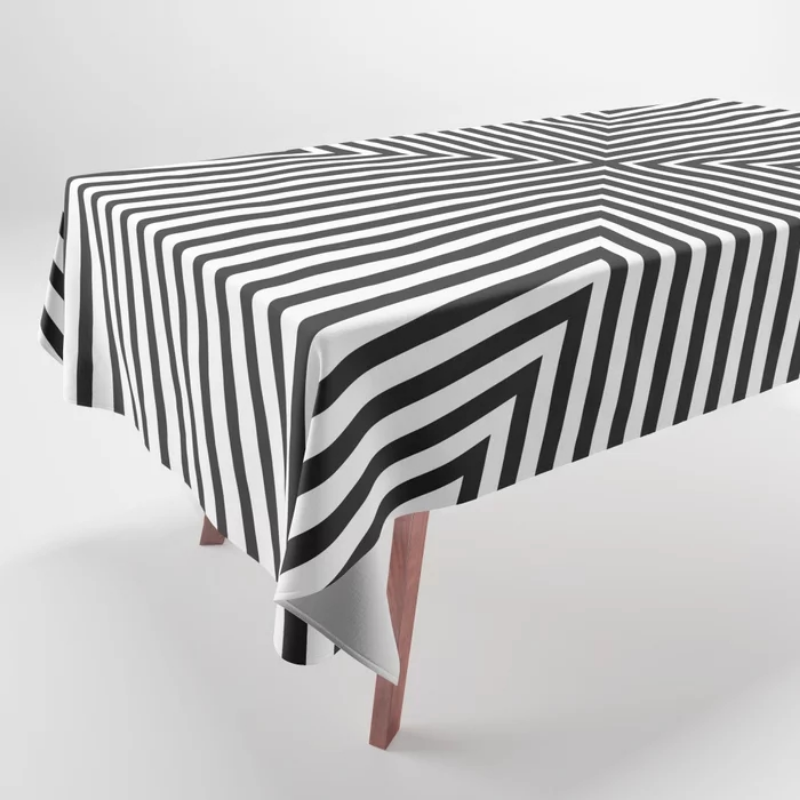 유럽 스타일 흑백 간단한 식탁보 홈 인테리어 직사각형 파티 식탁보, 야외 식탁보 테이블 천