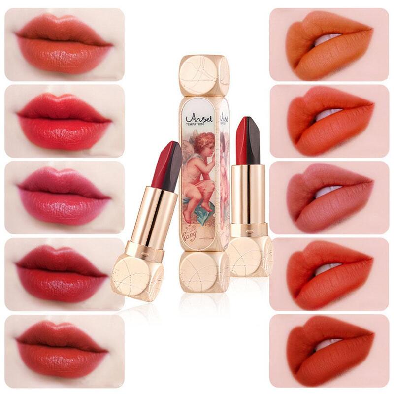 10-Color Angel Lipstick Matte White Non-stick Cup Color Moisturizing Lip Multicolor Change Makeup Waterproof Lasting Silky B4T9