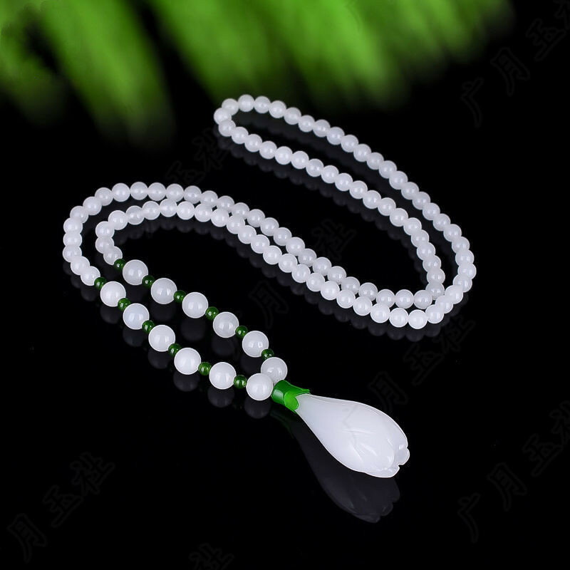 Natürliche weiße Jade Orchidee Halskette Frauen feinen Schmuck echte Hetian Jades Nephrit Orchidee Blume Anhänger Pullover Kette Halskette