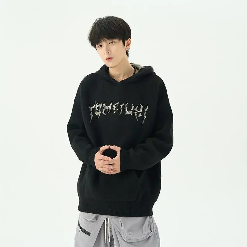 Slouchy Hooded Sweaters For Men In Winter American Knitwear Sweater Port Vibe Small Crowd High Street Lovers Sweater Trend Tops