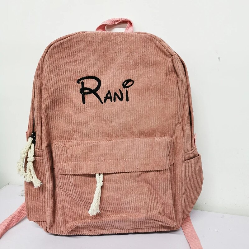 Chłopcy dziewczęta plecak sztruksowy nazwa własna szkolne plecaki dla nastolatek torby szkolne haftowane torby podróżne torby na ramię