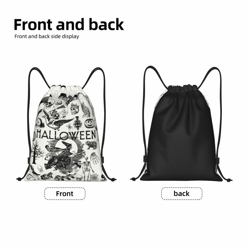 Vintage Halloween Gothic Witch Drawstring Backpack Sports Gym Bag for Women Men Shopping Sackpack