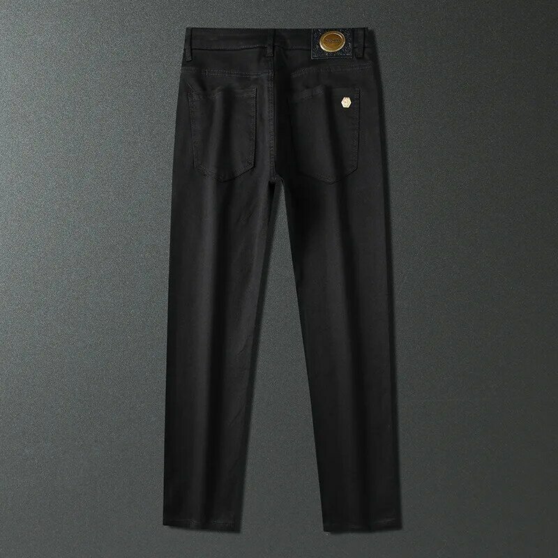 Jeans Herren Sommer dünne Stretch Slim-Fit, Mode und alles passende Herrenmode tragen einfache einfarbige lange Hosen