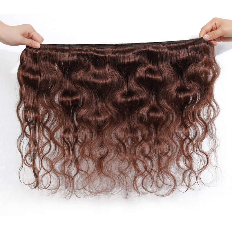 ブラジルの波状織り,女性のための100% 人毛エクステンション,ヘアエクステンション,茶色の髪,#4, 1ピース,2個
