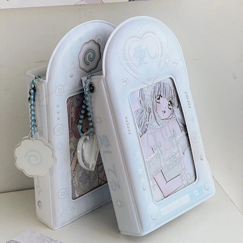 Blue Pink Hollow Photo Album 3 Inch Kpop Idol Photocard Holder Cartoon Pendant Mini Instax Photos Collect Book Pictures Storage