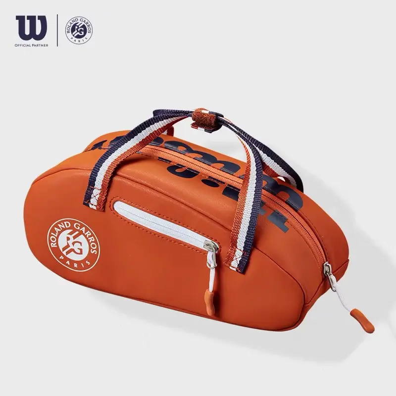 Wilson กระเป๋าถือขนาดเล็กหนัง PU ซุปเปอร์ทัวร์อุปกรณ์เสริมเทนนิสโรแลนด์ Garros กระเป๋าเดินทางขนาดเล็กกระเป๋ากีฬาแร็กเก็ต