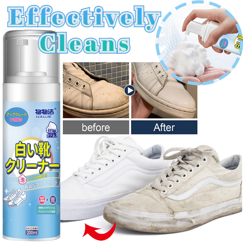 Detergente per scarpe in schiuma bianca portatile da 200ML detergente per scarpe pulizia, ingiallimento, macchie e Mousse sbiancante