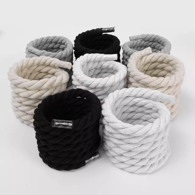 Cadarços de algodão Twist Weave para homens e mulheres, corda de madeira, sapatos casuais esportivos de personalidade, tendência, 2 peças, 120 cm, 140 cm, 160cm