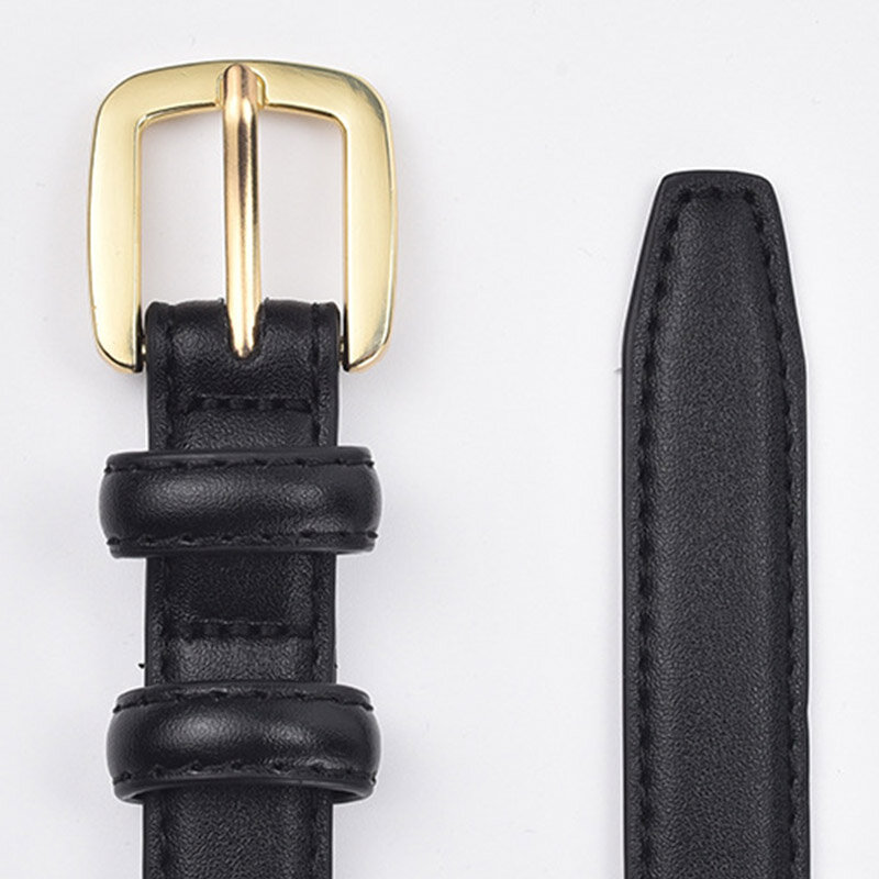 Cinturón estrecho de cuero genuino para mujer, cinturón de viaje de negocios, hebilla de aguja, decoración de Jeans, Color negro y café, 1,8 cm