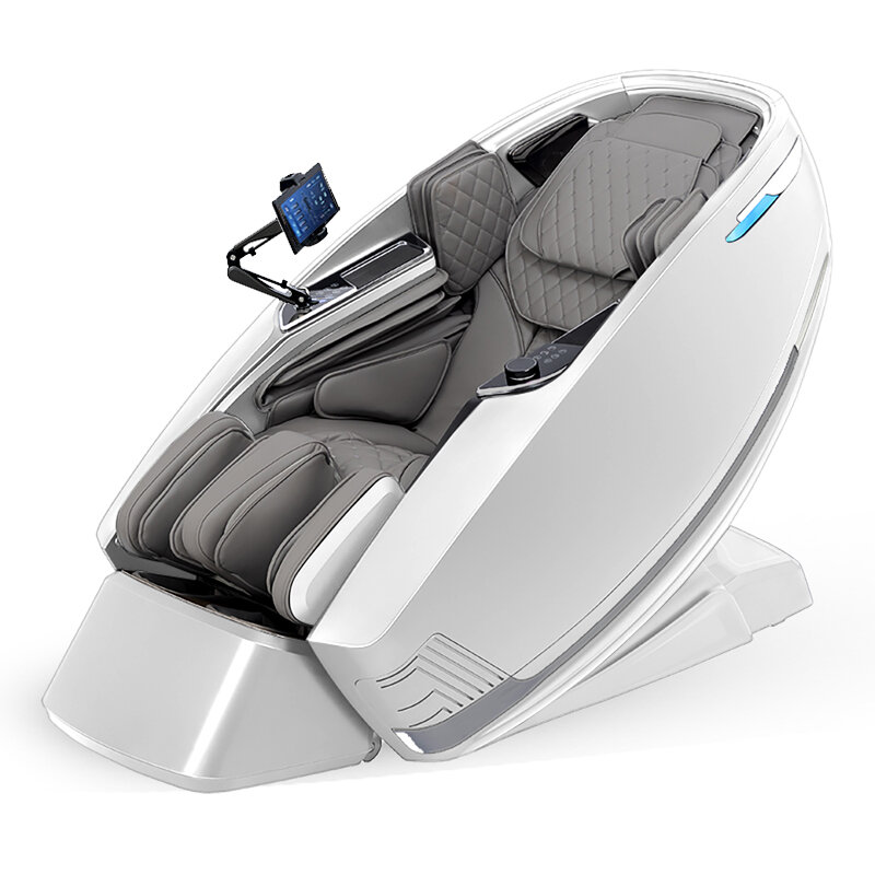 Cadeira massageadora elétrica 4D de luxo, 3 anos de garantia, 7 polegadas, tela sensível ao toque, cadeira de escritório 3D de corpo inteiro, rolo de pé Shiatsu