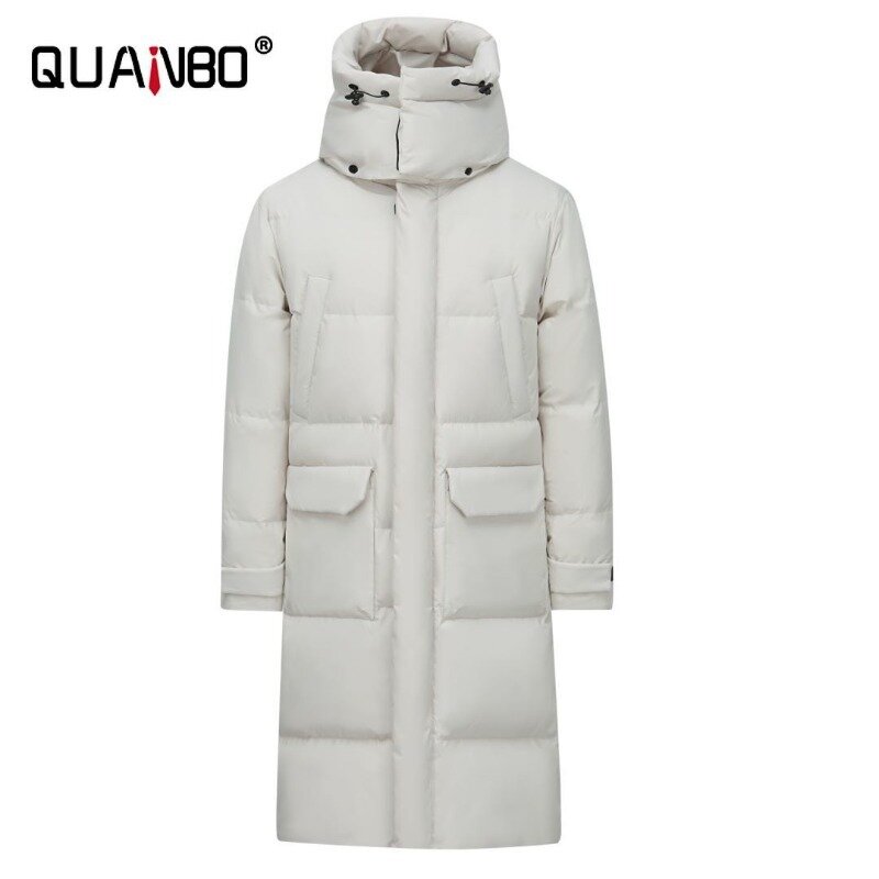 남녀공용 화이트 덕다운 90%, 한국 툴링 스타일 다운 코트, 두꺼운 (겨울) 따뜻한 X-롱 커플 다운 재킷, 2023 신상