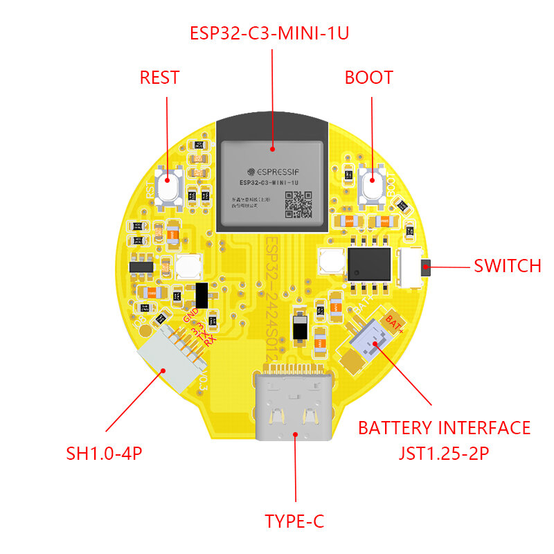 Макетная плата ESP32 Arduino LVGL с Wi-Fi и Bluetooth, 1,28 дюйма, 240*240, IPS смарт-экран, 1,28 дюйма, IPS, сенсорная панель