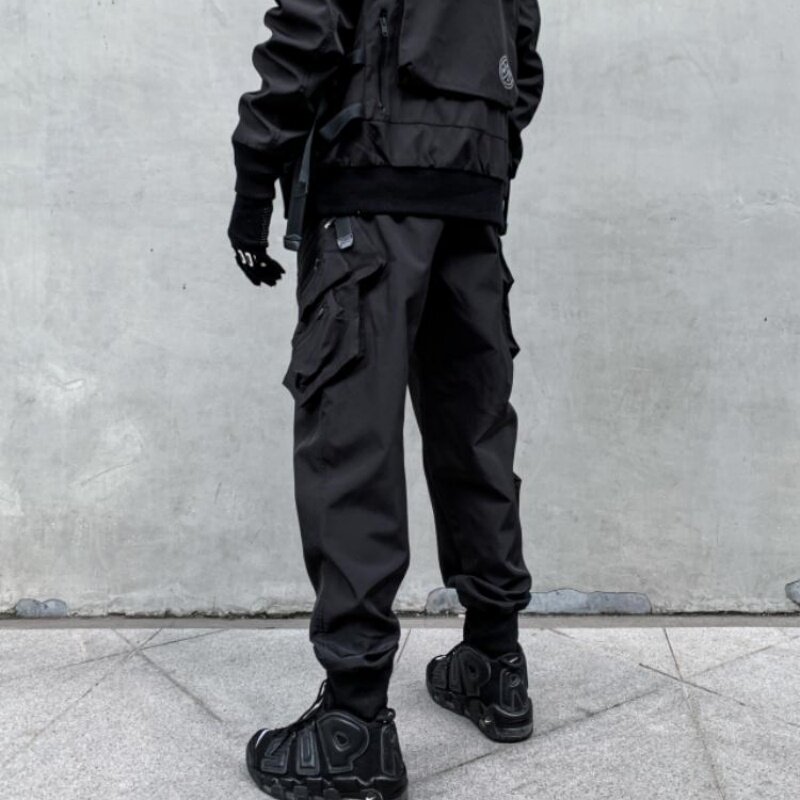 Calça de carga tática masculina com zíper de bolso múltiplo, calça amarrada no tornozelo, roupa de rua alta, nova, outono, Y2K, 2022