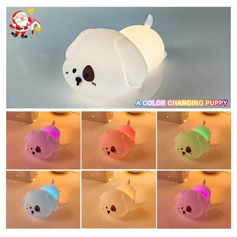 Cute Dog Night Light, USB Rechargeable, Girl's Room Decoration, Timed Bedroom Sleep, Christmas Gift, Color Changing