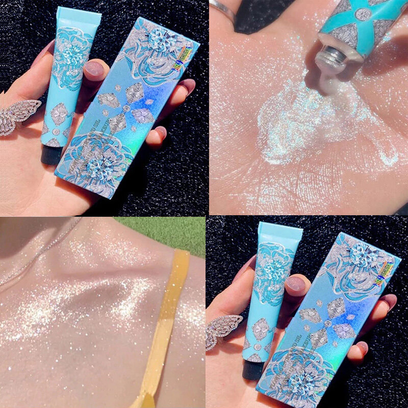 Hot Waterproof Contouring Highlight Liquid Diamond Shining Brighten Face Body Shimmer Gold Blue Beauty Makeup Highlighter