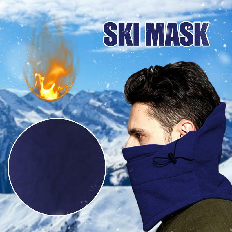 Topi masker Ski hangat termal musim dingin, penutup wajah masker wajah cuaca dingin topi Ski masker musim dingin topi bulu bergaris tahan angin