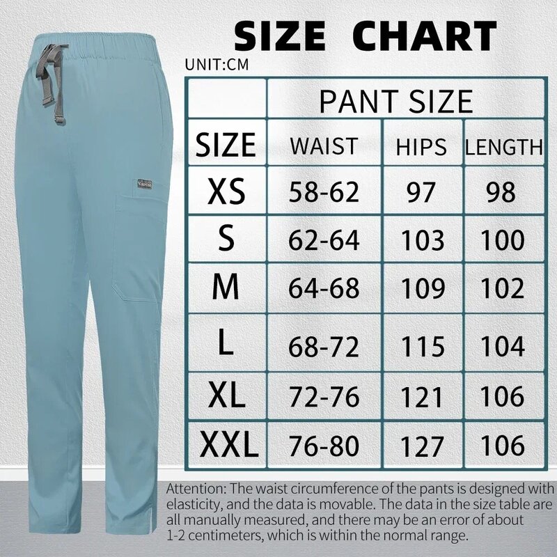 Jednolity kolor szorowania damskie casualowe spodnie z szerokimi nogawkami elastyczne spodnie w talii strój pielęgniarki spodnie medyczne długie spodnie akcesoria pielęgniarskie