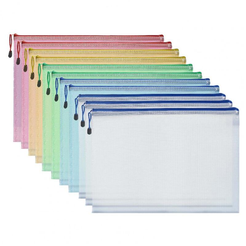 Organizer kantor pemegang File warna cerah tas File tahan air dengan kantong jala tali pegangan untuk A4 untuk catatan untuk organisasi