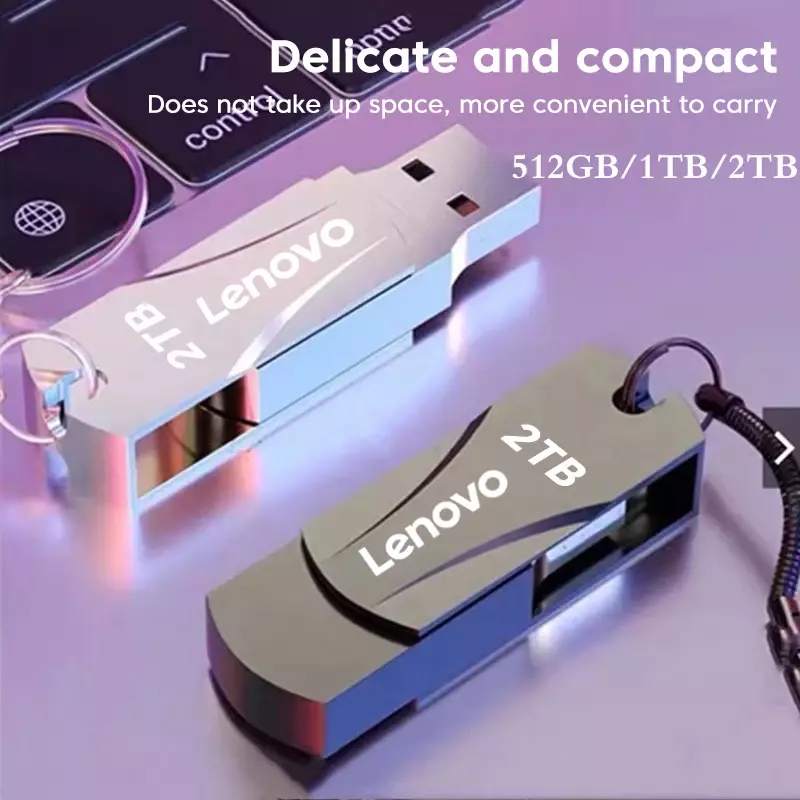 Lenovo-Unidade Flash de Metal Impermeável, Disco USB, USB 3.0, Alta Velocidade, Transferência de Ficheiros, Capacidade Ultra Grande, Estilo Mecânico, 16TB, 2TB, 8TB