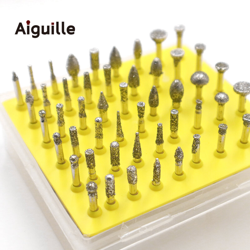 Aiguille 50pcs grit#80 Diamond Grinding Burr Diamond Grinding Point grinding trimming polishing points dremel Bits