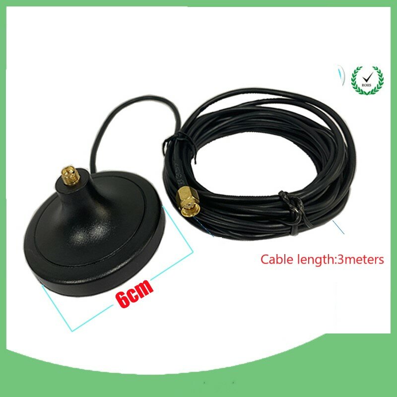 Cable de extensión de antena RG174, RP-SMA de montaje macho IOT a hembra, Cable de 3M, Base magnética para enrutador, tarjeta de red inalámbrica