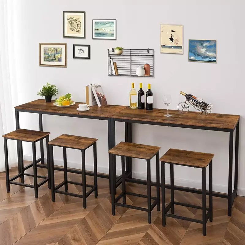 Набор барных столов и стульев HOOBRO, прямоугольный паб 47,2 дюйма, 2 стула, набор для завтрака из 3 предметов для кухни, гостиной