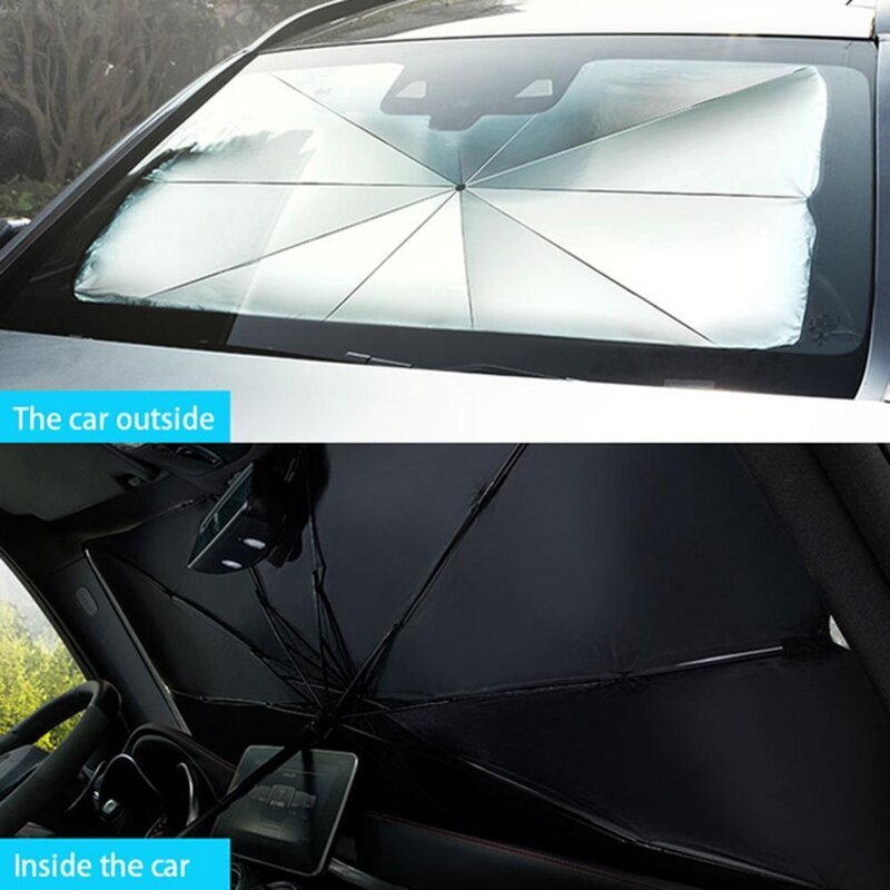 Auto Windschutz scheibe Sonnenschutz Klapp schirm, Frontscheibe mit Sonnenschirm bedeckt-