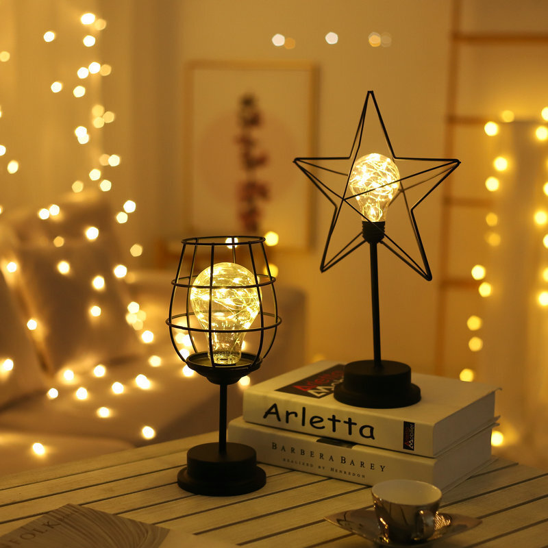 Winebottle-Lámpara de mesa Led minimalista, luz nocturna de alambre de cobre hueco, decoración del hogar, Hotel, lámpara de lectura, lámpara de escritorio