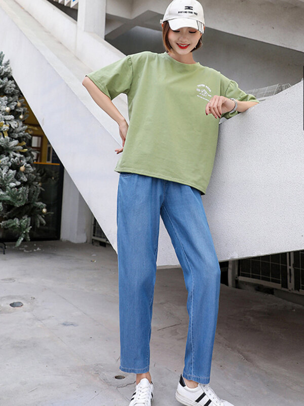 กางเกงยีนส์ทรงหลวมเอวสูงสำหรับผู้หญิงเสื้อผ้าสตรีทแวร์แนววินเทจ MODE Korea Y2k กางเกงยีนส์ผู้หญิง