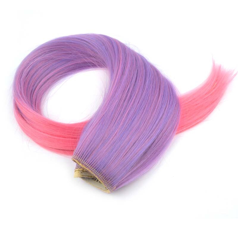 Zolin proste włosy syntetyczne jeden kawałek z 5clipami włosy Clip In rozszerzenie kolorowe kolor Ombre Halloween Cosplay treski