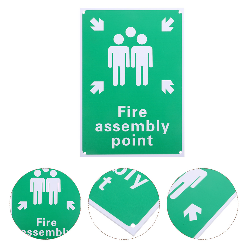 Panneau de point d'assemblage de feu, panneau d'urgence en aluminium avec symboles et texte pour parc et jardin