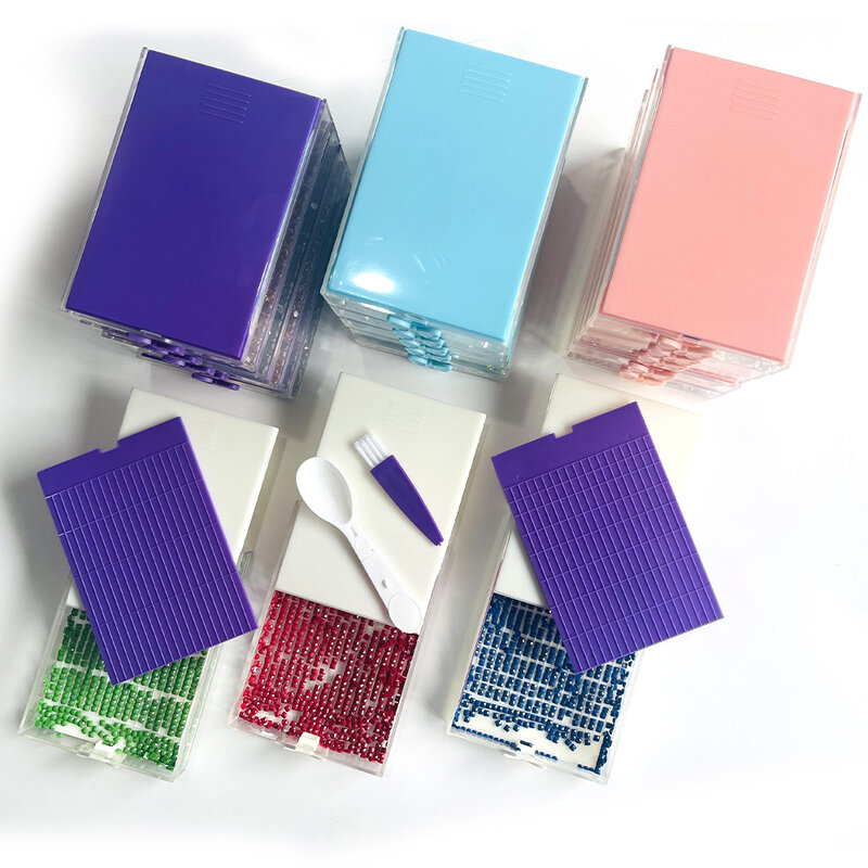 HOMFUN-bandeja multiusos para pintura de diamantes 5D, caja de almacenamiento para taladro cuadrado redondo, placa de sección única, accesorios para herramientas