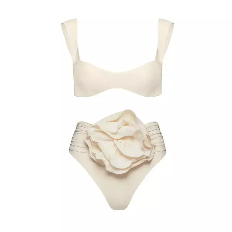 Due pezzi donna floreale Lace Up 2023 reggiseno imbottito Push-Up Bikini bianco costume da bagno costumi da bagno costume da bagno Beachwear Biquini