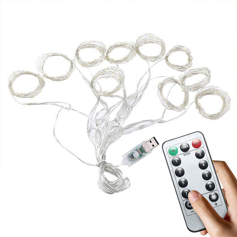 6M Curtain Garland LED String Lights Christmas Decoration Remote Control Holiday Wedding Fairy Lights for Bedroom Outdoor Home