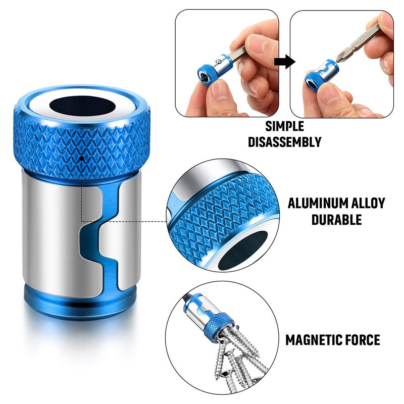 Anillo magnético Universal para brocas de taladro de 6,35mm y 1/4 pulgadas, anillo potente, magnetizador fuerte, brocas de destornillador eléctrico