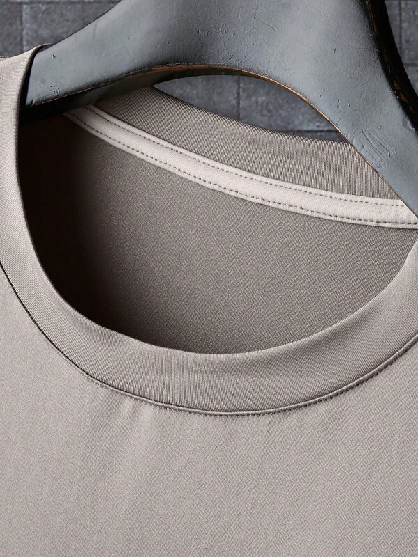 Camiseta masculina de manga curta simples impressa em letras, top solto, cinza, confortável
