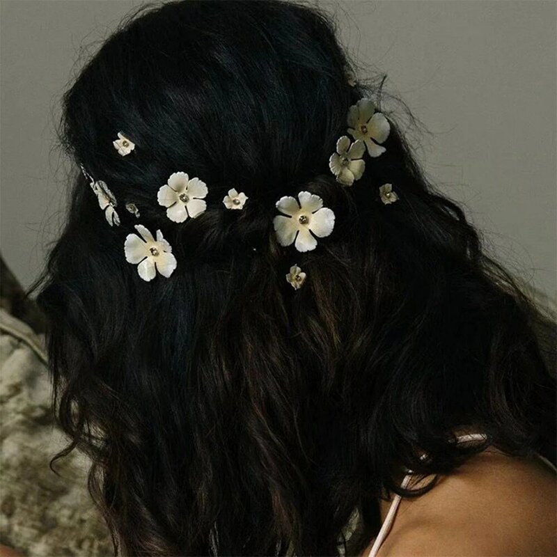 Pinzas para el pelo para mujer, horquillas con diseño de flores de una sola palabra, accesorios de cola de caballo con temperamento para regalos de ceremonia de boda