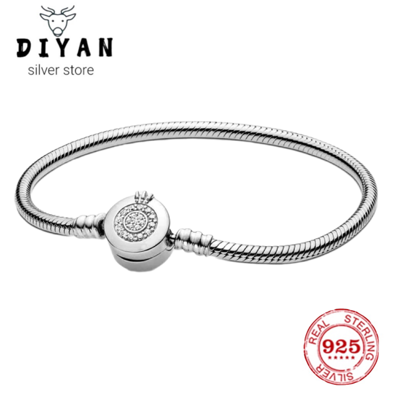 Hot selling original 100% 925 sterling silver bracelet Love Crown snake chain romantic fashion DIY women's premium jewelry