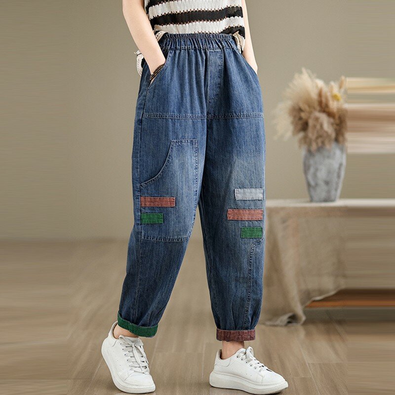 Women Casual Boyfriend Jeans New Arrival 2024 Spring Korean Style Streetwear Basics Loose Female Denim Harem Pants B3701