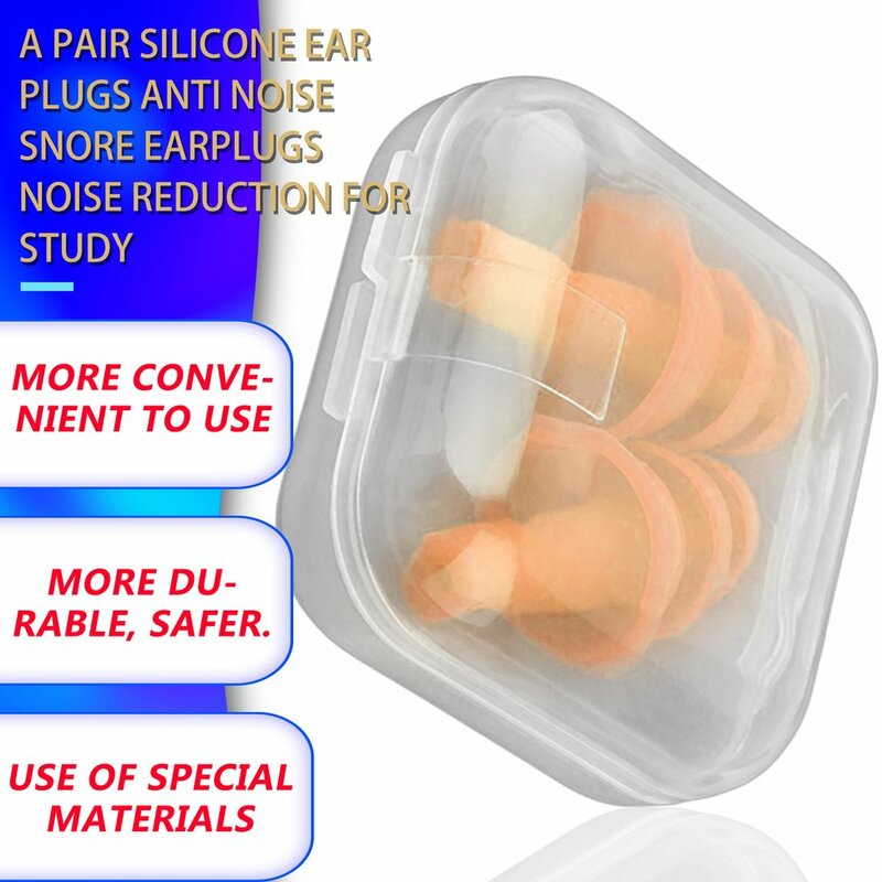 Par de tapones para los oídos de silicona en espiral, cómodos para dormir, accesorio de reducción de ruido, antirronquidos
