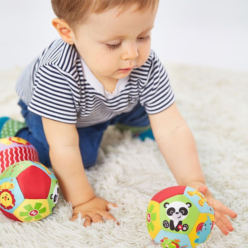 Mainan Bayi Mainan Kerincingan Bola Kain Lembut untuk 0 12 Bulan Boneka Bayi Bermain Bola Kartun Hewan BB Tongkat Lonceng Tangan Mainan Sensorik Pendidikan